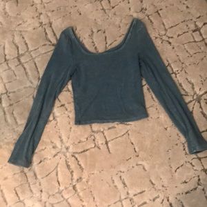 wild fable blue low neck long sleeve shirt